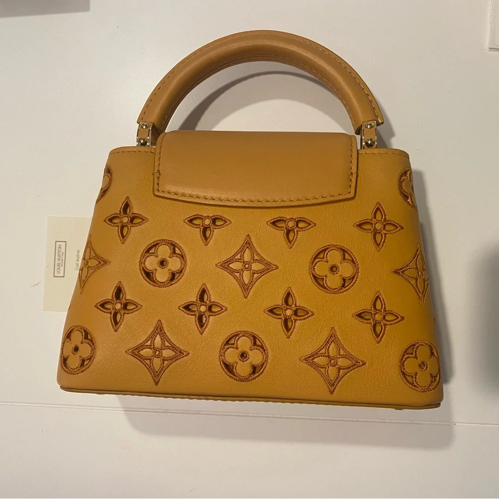 Louis Vuitton limited edition Capuchin Mini Tan Handbag. Microchipped